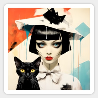 Cat & Girl - Surreal collage-1, Splash Sticker